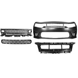 15-23 Charger PP Front Bumper w/ SRT Grille Foglight Cover+Rear Bumper Cover