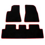 17-23 Tesla Model 3 Floor Mats Carpet Front Rear Nylon - Black W/ Red Border