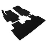 20-23 Tesla Model Y Floor Mats Carpet Front Rear - Nylon Black W/ White Border