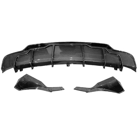 17-23 Tesla Model 3 Rear Bumper Lip Diffuser Aprons 3PC - Carbon Fiber Print