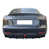 17-23 Tesla Model 3 IK Style Rear Bumper Lip Diffuser W/ LED - Gloss Black