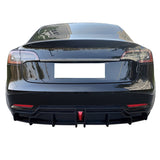 17-23 Tesla Model 3 IK Style Rear Bumper Lip Diffuser W/ LED - Matte Black