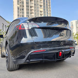 20-23 Tesla Model Y IK Style Rear Bumper Lip Diffuser W/ LED - Gloss Black