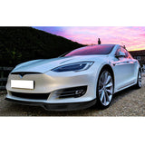 17-19 Tesla S IK Style Front Bumper Lip - Matte Carbon Fiber