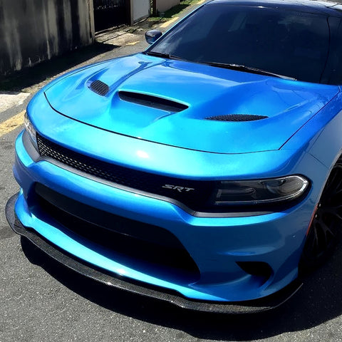 15+ Dodge Charger SRT V1 Style Front Bumper Lip Splitter - Carbon Fiber