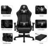 High-Back Swivel Gaming Chair Recliner with Bluetooth 4.1 Speakers, Footrest, Headrest and Lumbar Support | Height Adjustable Ergonomic Office Chair