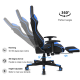 High-Back Swivel Gaming Chair Recliner with Bluetooth 4.1 Speakers, Footrest, Headrest and Lumbar Support | Height Adjustable Ergonomic Office Chair