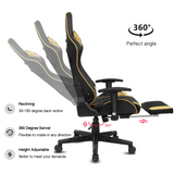 High-Back Swivel Gaming Chair Recliner with Bluetooth 4.1 Speakers, Footrest, Headrest and Lumbar Support | Height Adjustable Ergonomic Office Chair