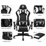 High-Back Swivel Gaming Chair Recliner with Bluetooth 4.1 Speakers, Footrest, Headrest and Lumbar Support | Height Adjustable Ergonomic Office Chair