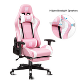 High-Back Swivel Gaming Chair Recliner with Bluetooth 4.1 Speakers, Footrest, Headrest and Lumbar Support | Height Adjustable Ergonomic Office Chair