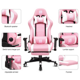 High-Back Swivel Gaming Chair Recliner with Bluetooth 4.1 Speakers, Footrest, Headrest and Lumbar Support | Height Adjustable Ergonomic Office Chair