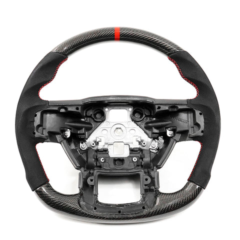 15-20 F150 Carbon Fiber Steering Wheel Alcantara W/ Red Stitch & Indicator