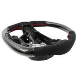 15-20 F150 17-22 F250 Carbon Fiber Steering Wheel Alcantara W/ Red Stitch