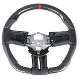 10-14 Ford Mustang CF & Leather Steering Wheel W/ Red Stitching & Indicator