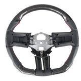 10-14 Ford Mustang CF & Perforated Leather Steering Wheel W/ Red Stitching