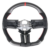 10-14 Ford Mustang Matte CF+Alcantara Steering Wheel W/Red Stitch+Indicator