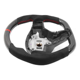 17-23 Tesla Model 3 & Y Steering Wheel CF Alcantara W/ Red Stitch & Stripe