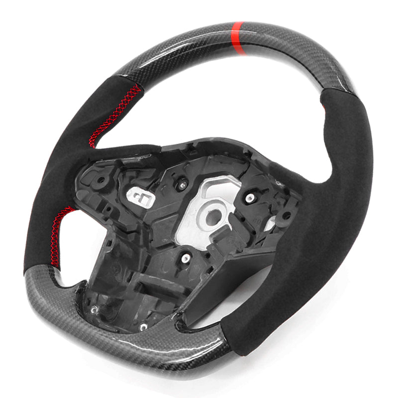 20-23 Toyota Supra A90 CF Steering Wheel Alcantara W/ Red Stitch & Str ...